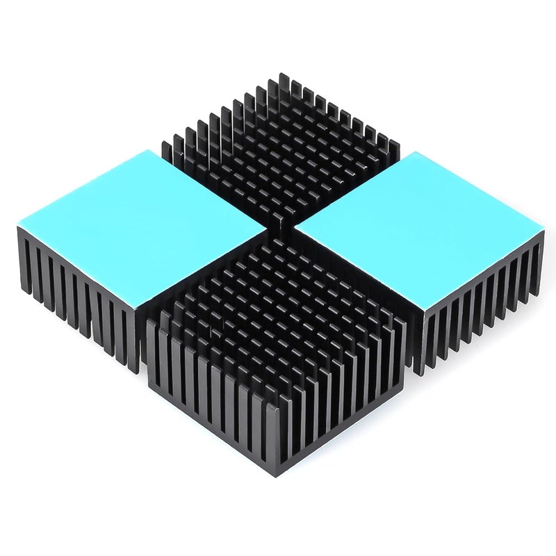 Manesi 4PCS Black Aluminum Heat Sink with Thermal Conductive Adhesive Tape, 40×40×20mm Heatsink Cooler for Cooling VRM GPU Stepper Driver 3D Printer Stepper Motor - Image 1